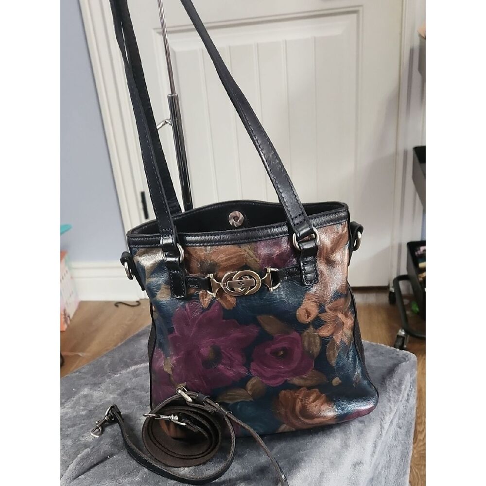 Patricia Nash Floral Leather Shoulder Bag With Crossbody